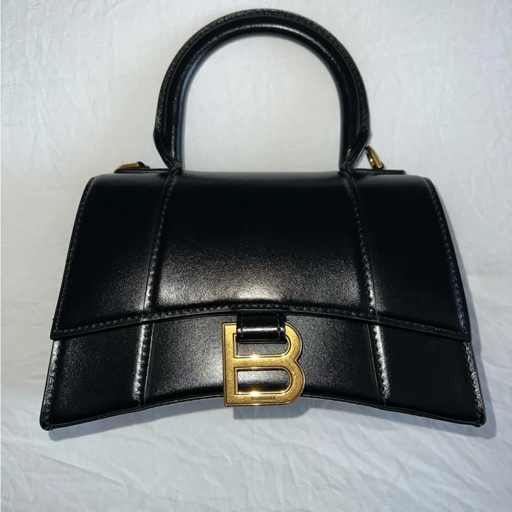 BALENCIAGA BLACK XS HOURGLASS BAG 100% AUTHENTIC - Picture 1 of 7